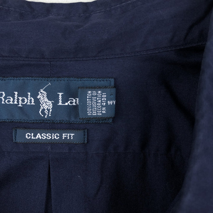 Ralph Lauren Classic Fit Long Sleeve Button Down Shirt Men's XL cotton navy blue type Vintage Second Hand
