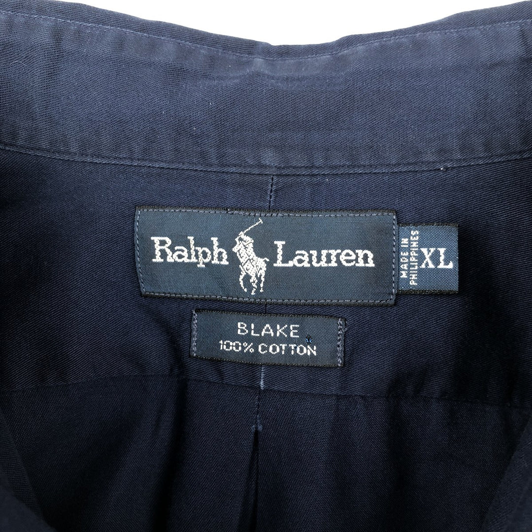 Ralph Lauren BLAKE long sleeve button down shirt, men's XL size cotton navy blue type Vintage Second Hand