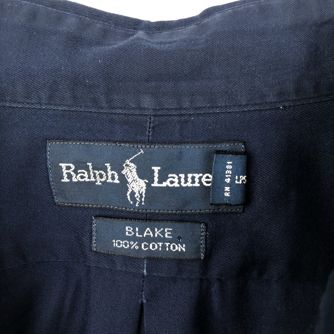 Ralph Lauren BLAKE long sleeve button down shirt, men's XL size cotton navy blue type Vintage Second Hand