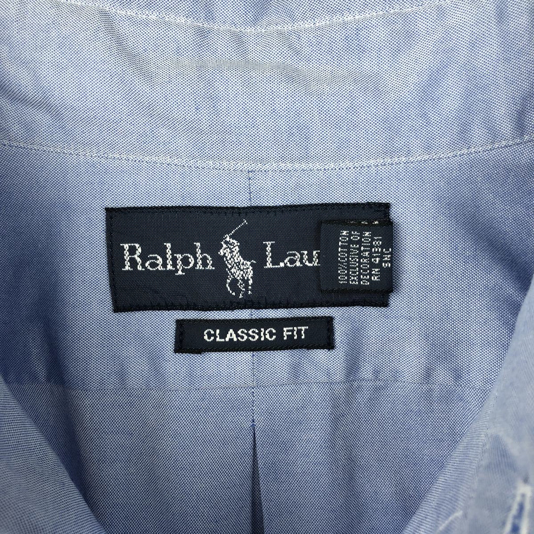 Ralph Lauren Classic Fit Long Sleeve Button Down Shirt Men's XL cotton blue type Vintage Second Hand