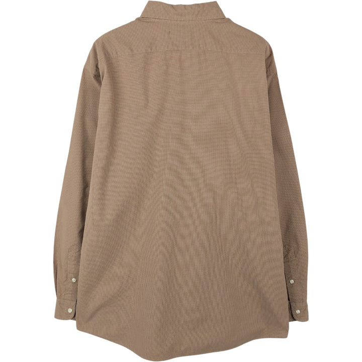 Ralph Lauren ELLINGTON Long-Sleeve Button-Down Check Shirt, Men's Size XL (approx.) cotton beige type brown Vintage Second Hand