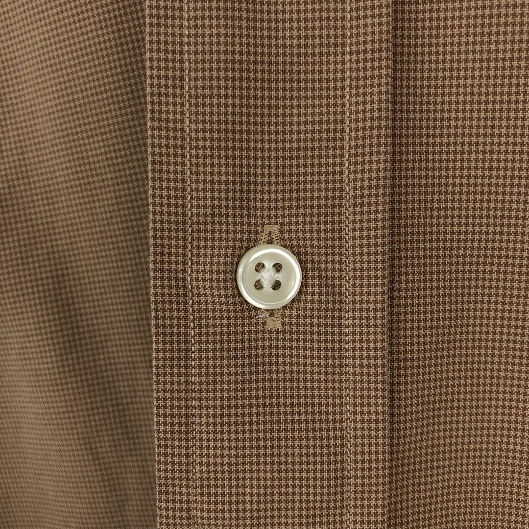 Ralph Lauren ELLINGTON Long-Sleeve Button-Down Check Shirt, Men's Size XL (approx.) cotton beige type brown Vintage Second Hand