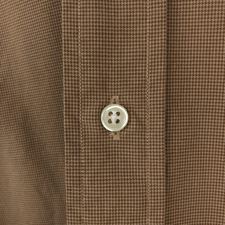 Ralph Lauren ELLINGTON Long-Sleeve Button-Down Check Shirt, Men's Size XL (approx.) cotton beige type brown Vintage Second Hand