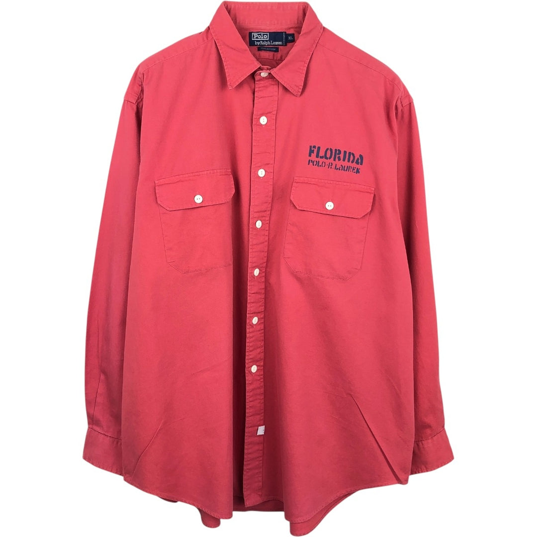 Ralph Lauren POLO by Ralph Lauren long sleeve cotton shirt, men's XL size cotton red type Vintage Second Hand