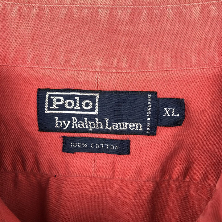 Ralph Lauren POLO by Ralph Lauren long sleeve cotton shirt, men's XL size cotton red type Vintage Second Hand