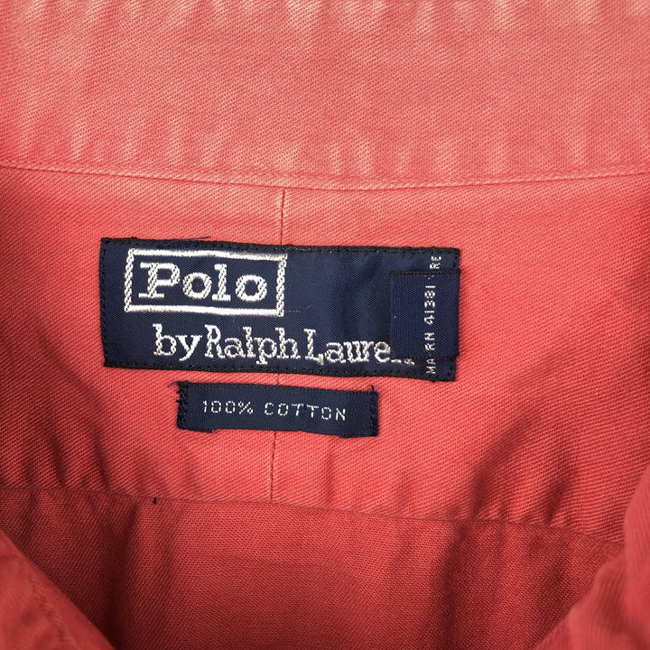 Ralph Lauren POLO by Ralph Lauren long sleeve cotton shirt, men's XL size cotton red type Vintage Second Hand