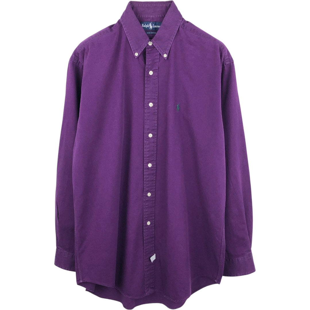 Ralph Lauren long sleeve button down shirt, men's size M cotton purple type Vintage Second Hand