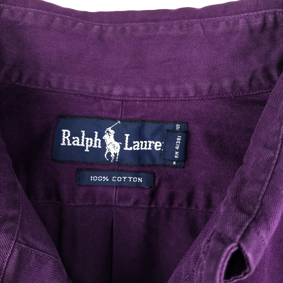Ralph Lauren long sleeve button down shirt, men's size M cotton purple type Vintage Second Hand
