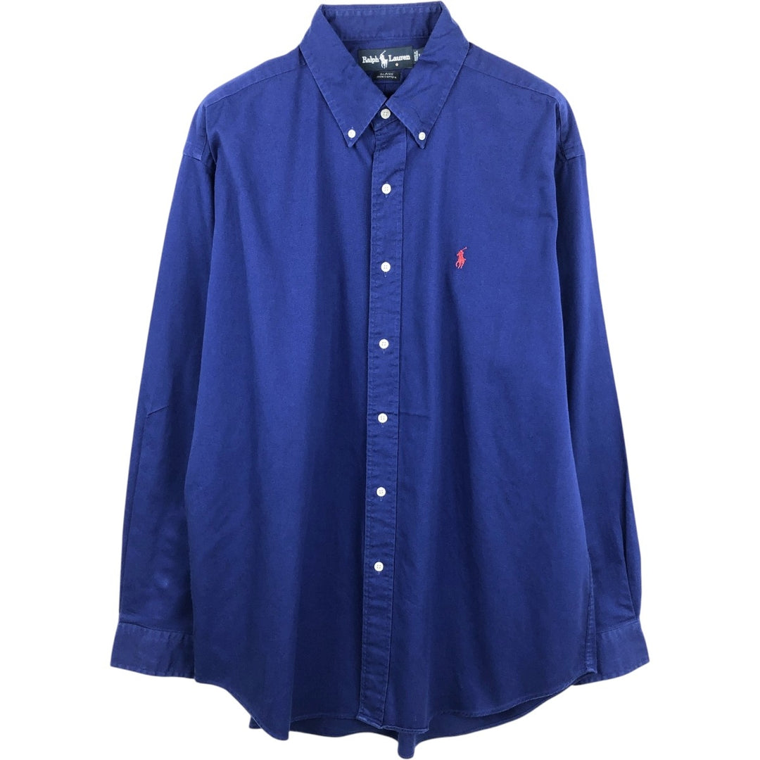 Ralph Lauren BLAIRE long sleeve button down shirt, men's size L cotton blue type Vintage Second Hand