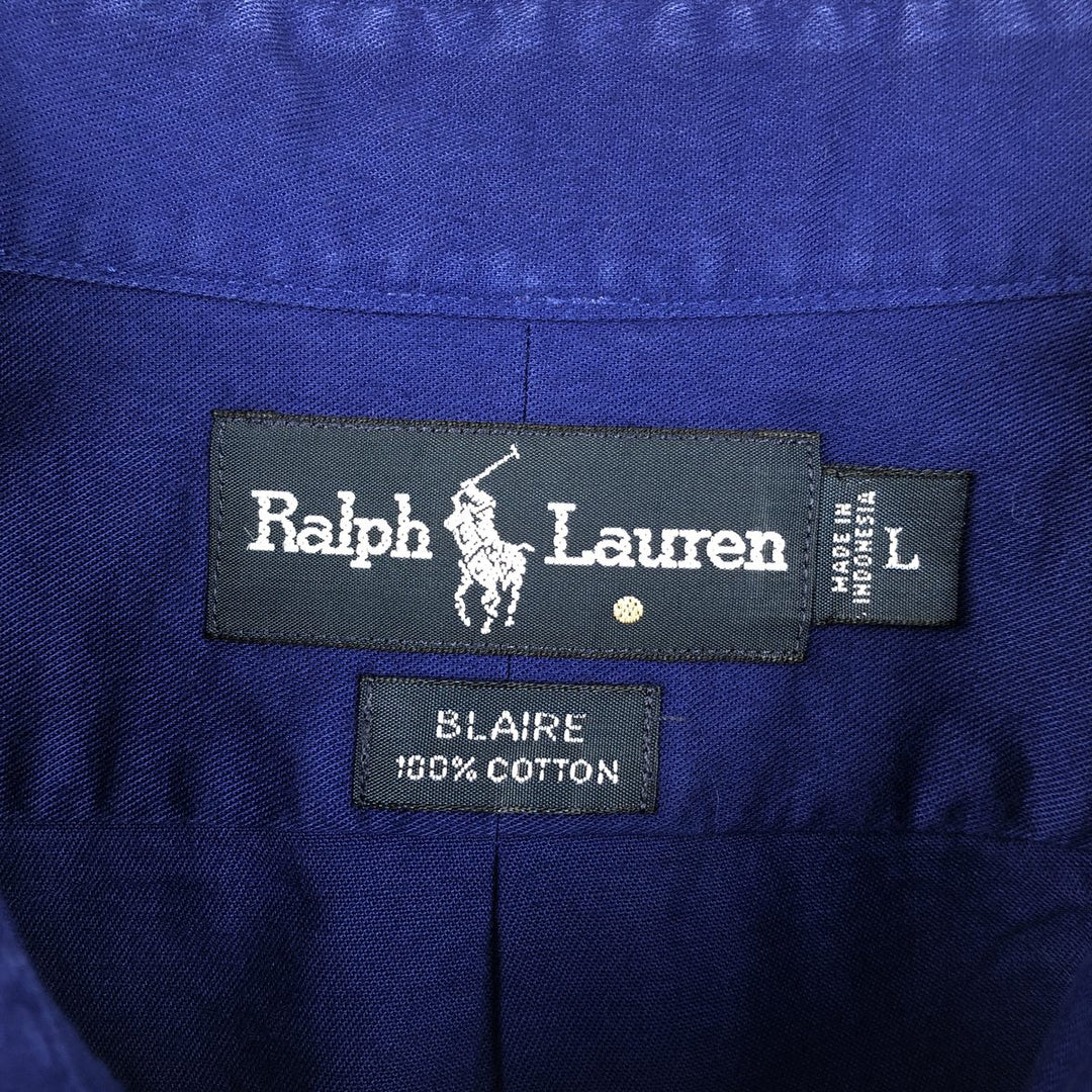 Ralph Lauren BLAIRE long sleeve button down shirt, men's size L cotton blue type Vintage Second Hand