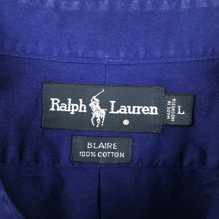 Ralph Lauren BLAIRE long sleeve button down shirt, men's size L cotton blue type Vintage Second Hand