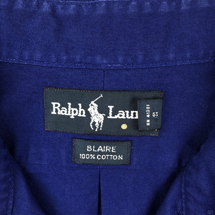 Ralph Lauren BLAIRE long sleeve button down shirt, men's size L cotton blue type Vintage Second Hand