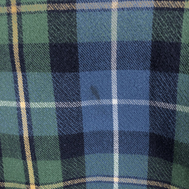 90s-00'S LLBean Long-Sleeve Button-Down Light Flannel Check Shirt, Men's Size L (approx.) cotton navy blue type Vintage Second Hand