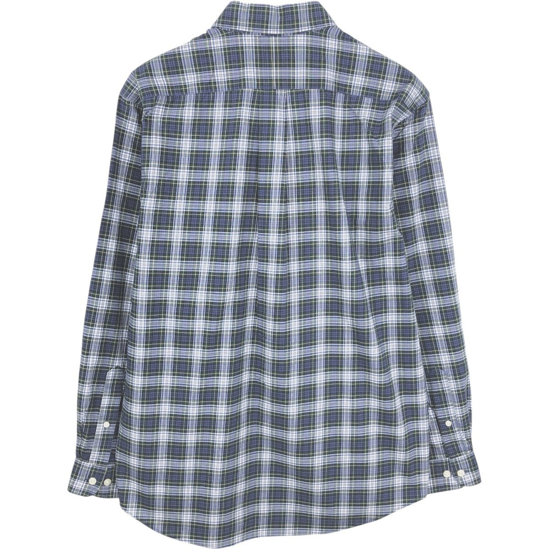 90s-00'S L.L.Bean Traditional Fit Long-Sleeve Button-Down Check Shirt, Men's Size M (approx.) cotton navy blue type Vintage Second Hand