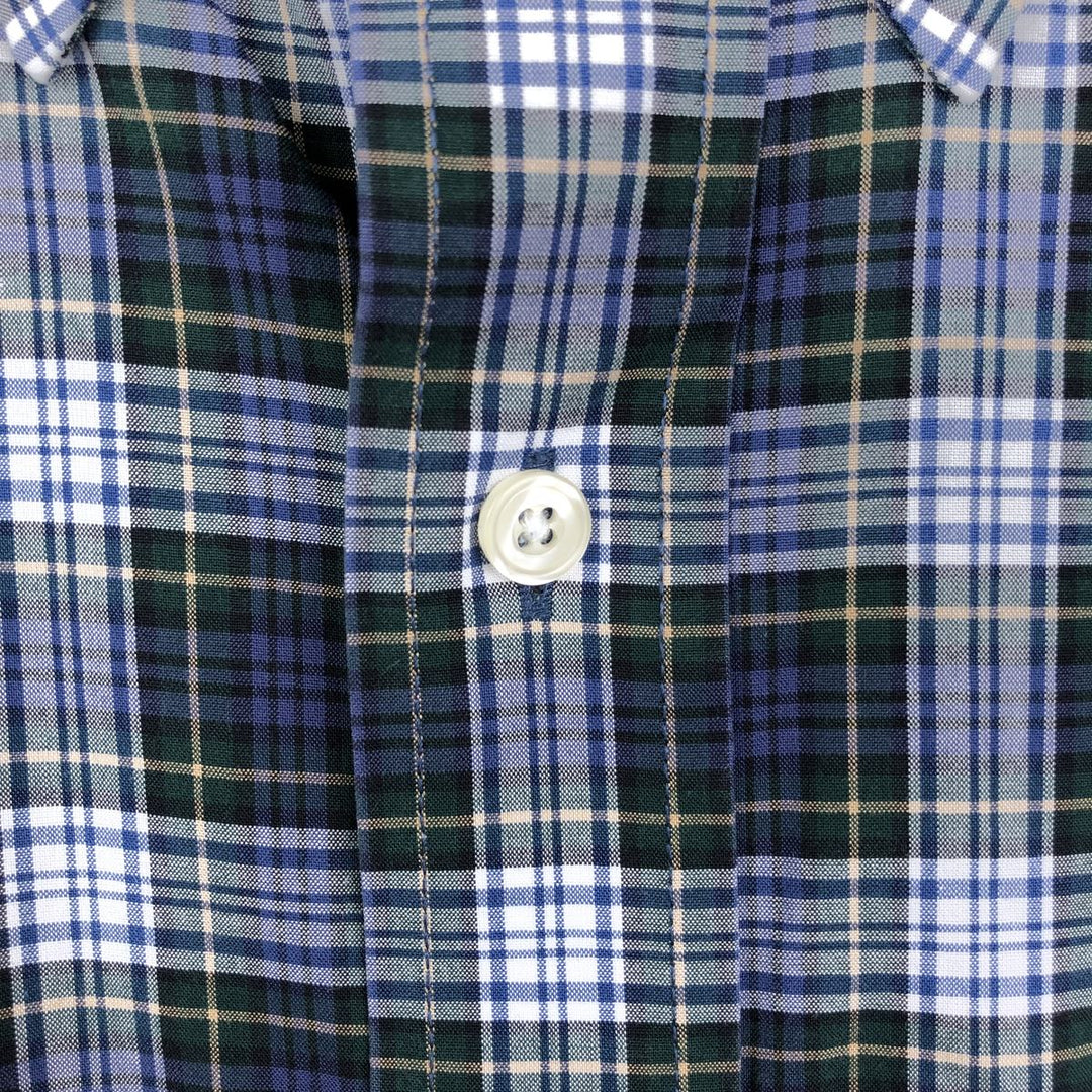 90s-00'S L.L.Bean Traditional Fit Long-Sleeve Button-Down Check Shirt, Men's Size M (approx.) cotton navy blue type Vintage Second Hand