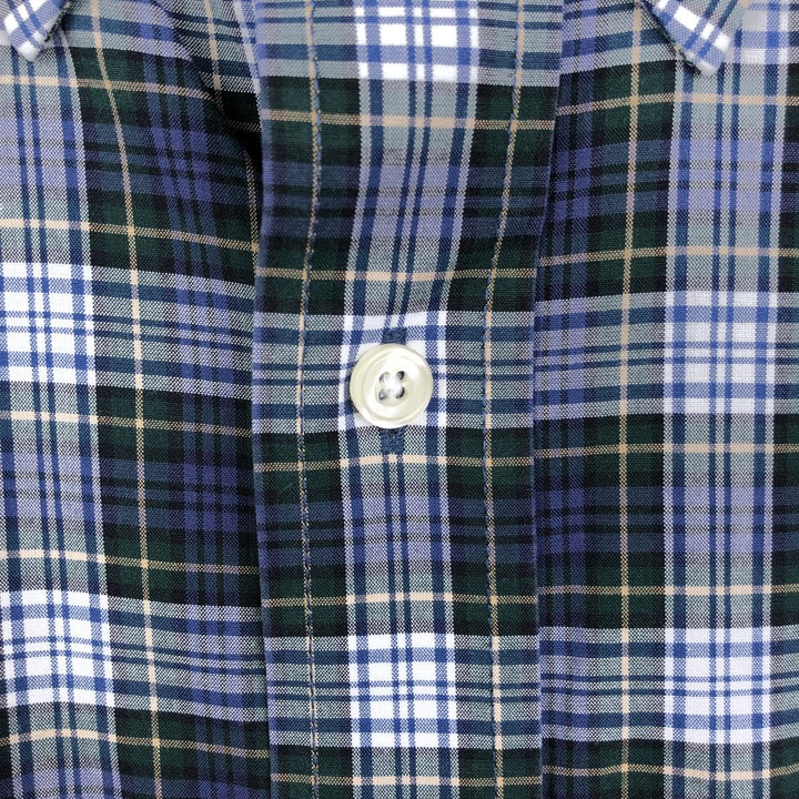90s-00'S L.L.Bean Traditional Fit Long-Sleeve Button-Down Check Shirt, Men's Size M (approx.) cotton navy blue type Vintage Second Hand