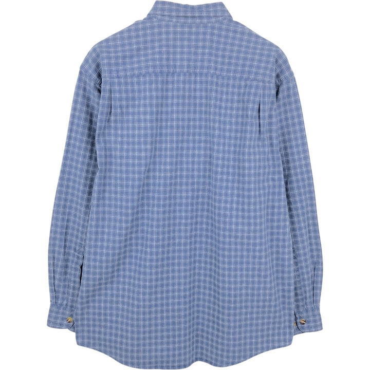 90s-00'S LLBean short-sleeved button-down check shirt, men's size M (approx.) cotton blue type Vintage Second Hand