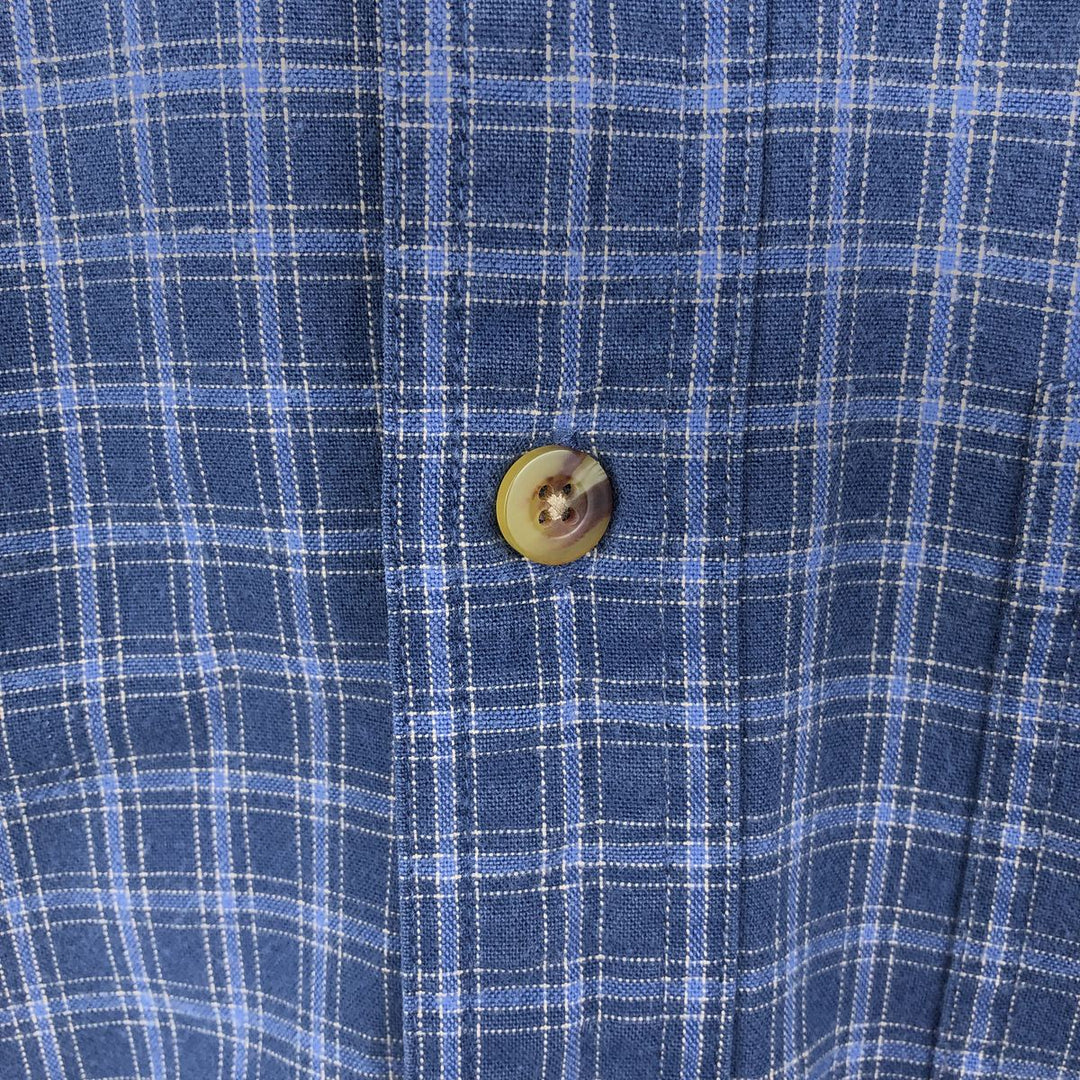 90s-00'S LLBean short-sleeved button-down check shirt, men's size M (approx.) cotton blue type Vintage Second Hand
