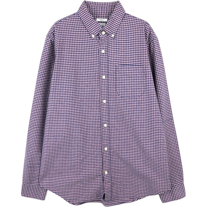 GAP STANDARD FIT STRETCH Gingham Check Long Sleeve Button-Down Check Shirt (Men's Size M) cotton navy blue type Vintage Second Hand