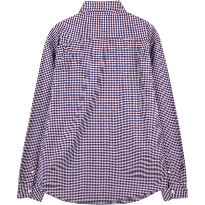 GAP STANDARD FIT STRETCH Gingham Check Long Sleeve Button-Down Check Shirt (Men's Size M) cotton navy blue type Vintage Second Hand