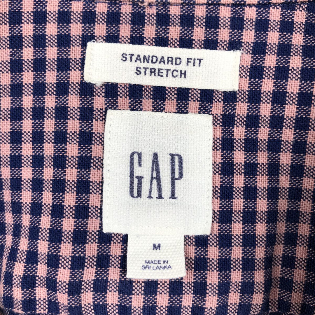 GAP STANDARD FIT STRETCH Gingham Check Long Sleeve Button-Down Check Shirt (Men's Size M) cotton navy blue type Vintage Second Hand