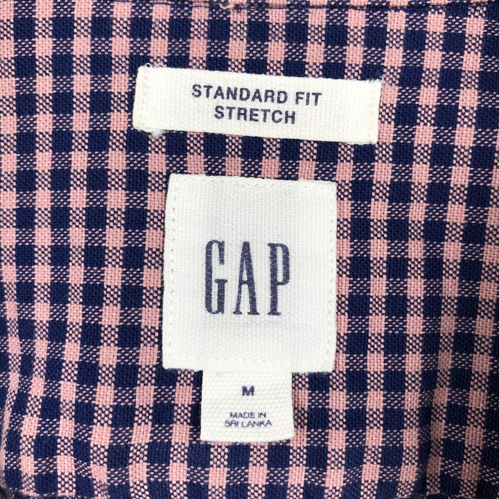 GAP STANDARD FIT STRETCH Gingham Check Long Sleeve Button-Down Check Shirt (Men's Size M) cotton navy blue type Vintage Second Hand