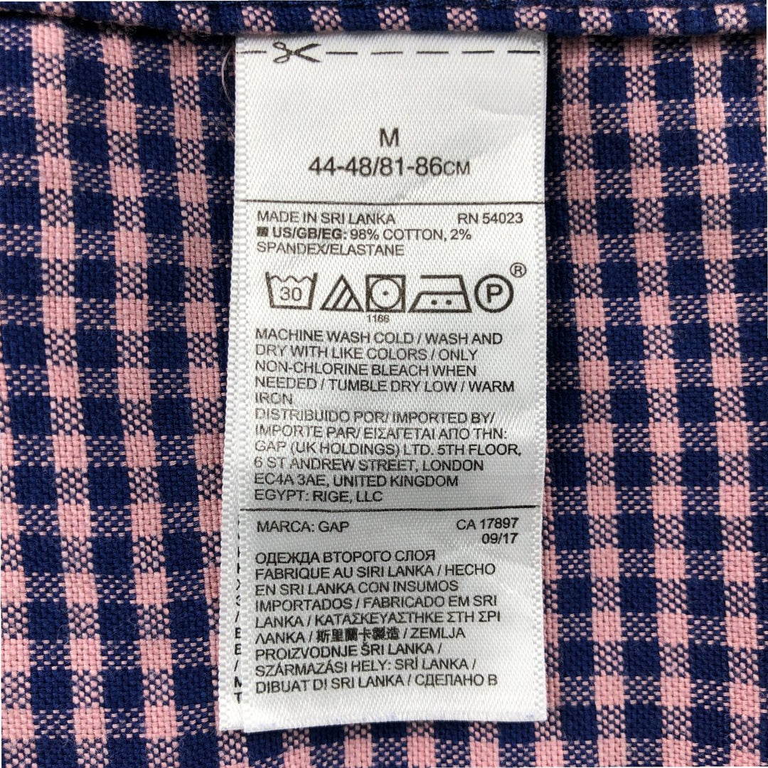 GAP STANDARD FIT STRETCH Gingham Check Long Sleeve Button-Down Check Shirt (Men's Size M) cotton navy blue type Vintage Second Hand