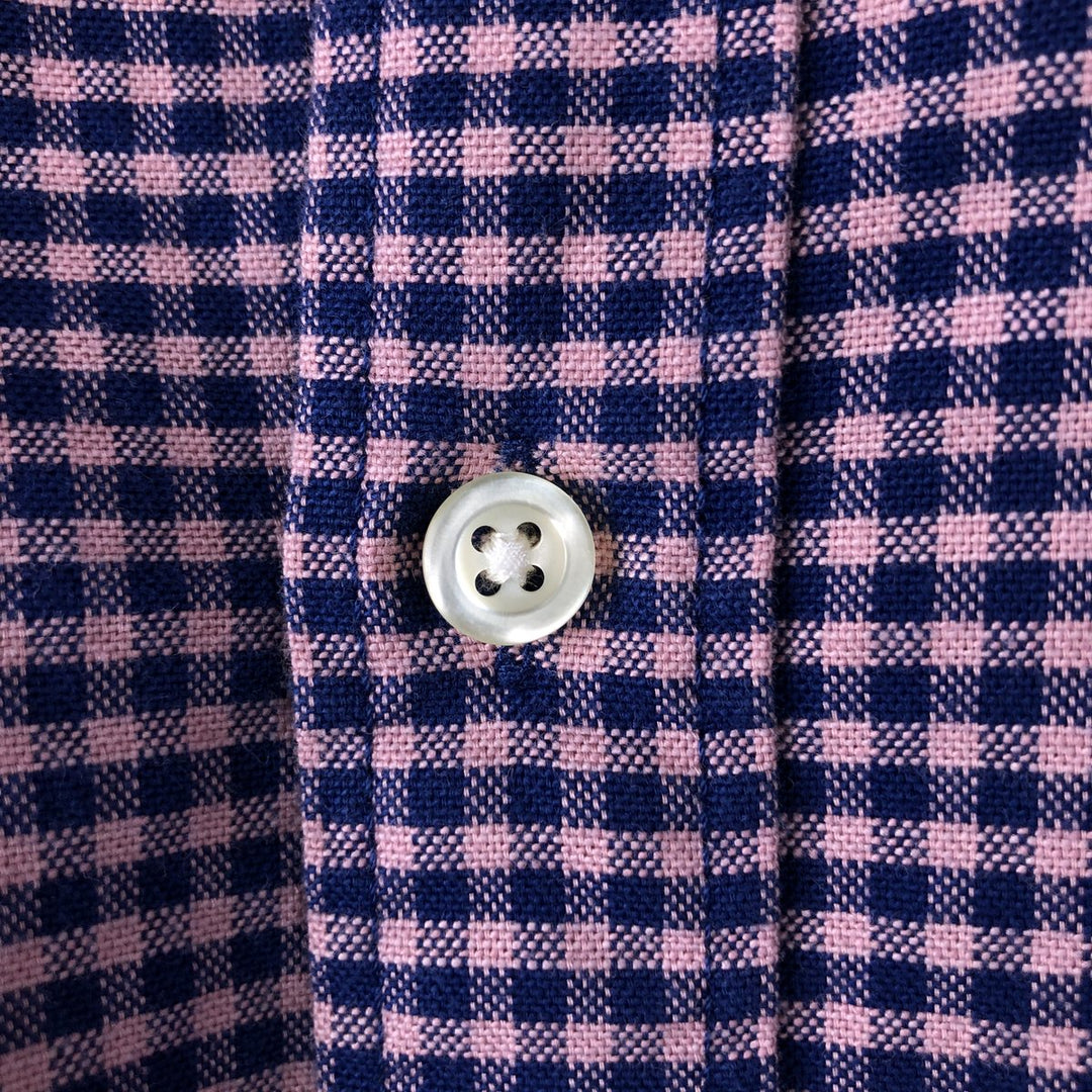 GAP STANDARD FIT STRETCH Gingham Check Long Sleeve Button-Down Check Shirt (Men's Size M) cotton navy blue type Vintage Second Hand