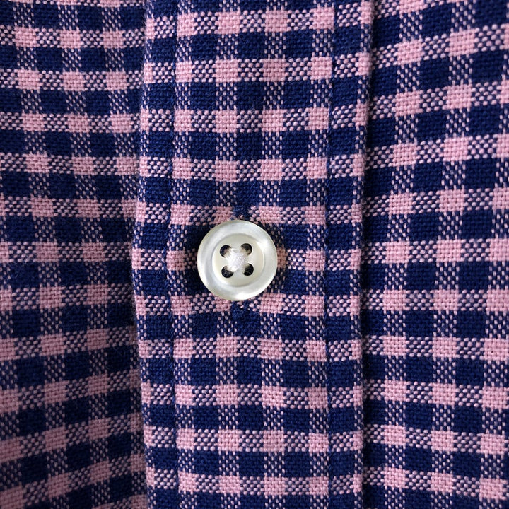 GAP STANDARD FIT STRETCH Gingham Check Long Sleeve Button-Down Check Shirt (Men's Size M) cotton navy blue type Vintage Second Hand
