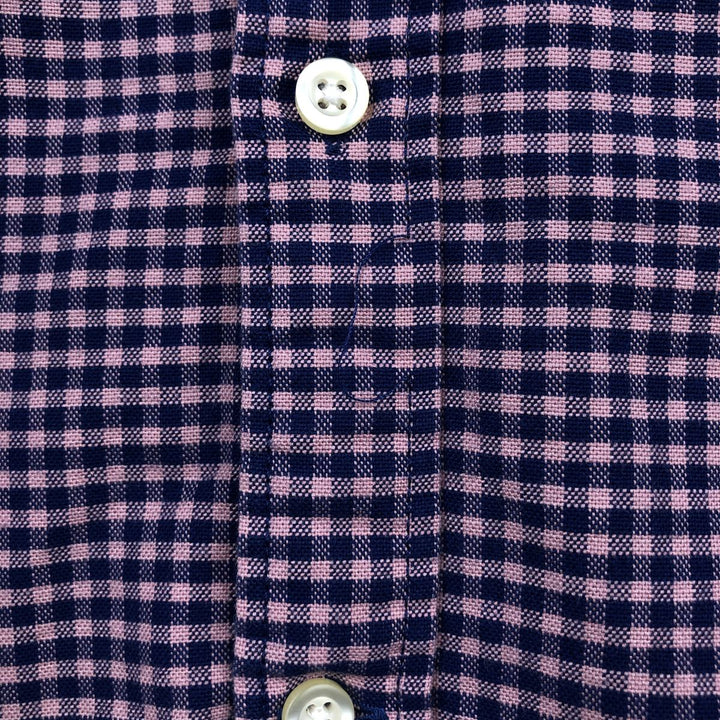 GAP STANDARD FIT STRETCH Gingham Check Long Sleeve Button-Down Check Shirt (Men's Size M) cotton navy blue type Vintage Second Hand