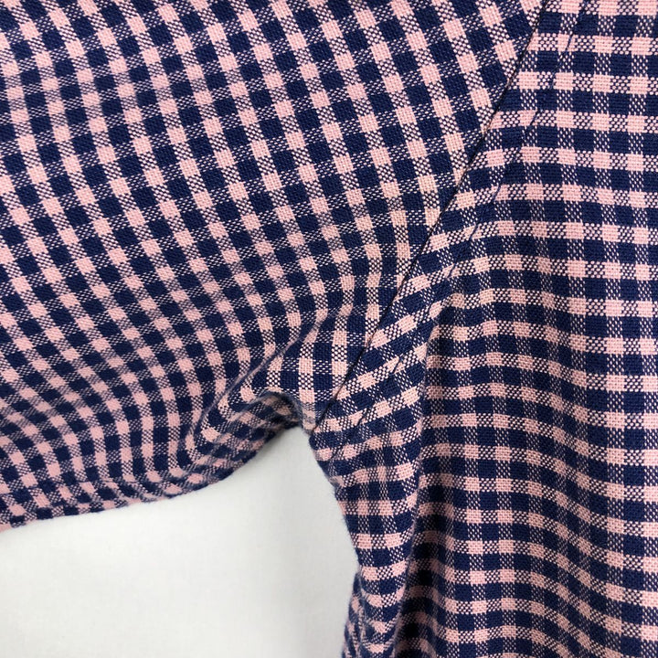 GAP STANDARD FIT STRETCH Gingham Check Long Sleeve Button-Down Check Shirt (Men's Size M) cotton navy blue type Vintage Second Hand