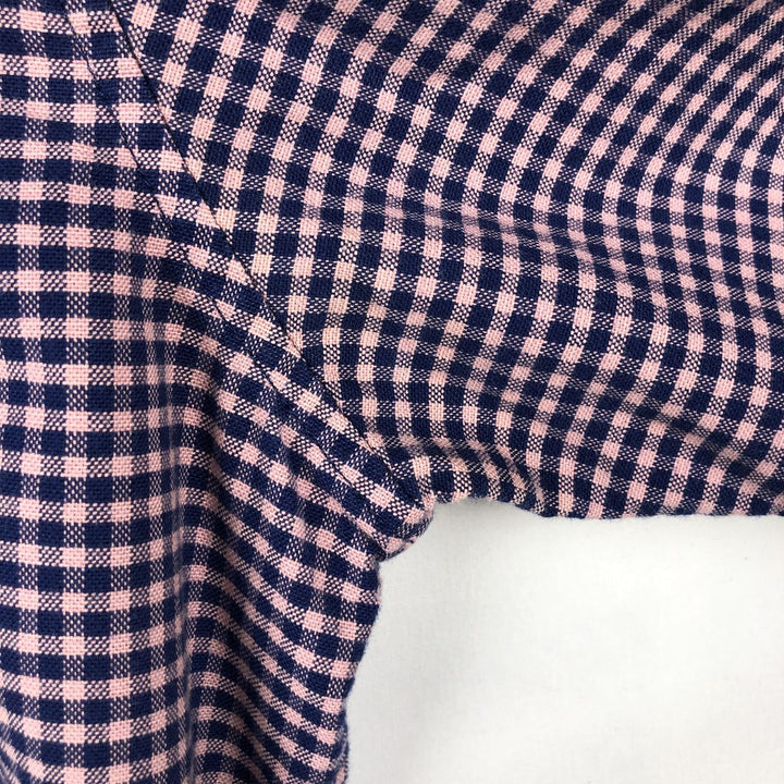 GAP STANDARD FIT STRETCH Gingham Check Long Sleeve Button-Down Check Shirt (Men's Size M) cotton navy blue type Vintage Second Hand