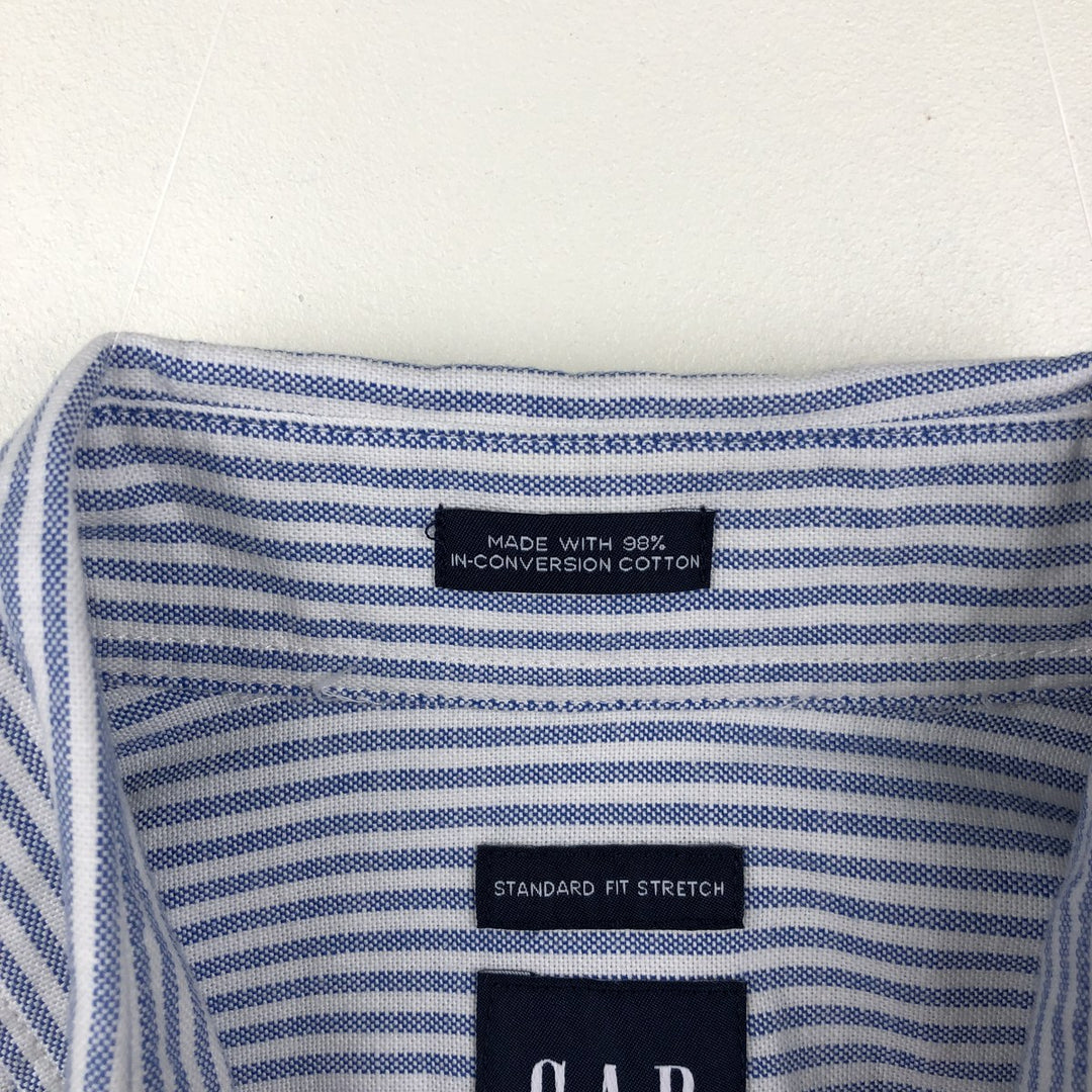 GAP Standard Fit Stretch Long Sleeve Button-Down Striped Shirt, Men's Size M (Equivalent), Vintage cotton blue type Vintage Second Hand