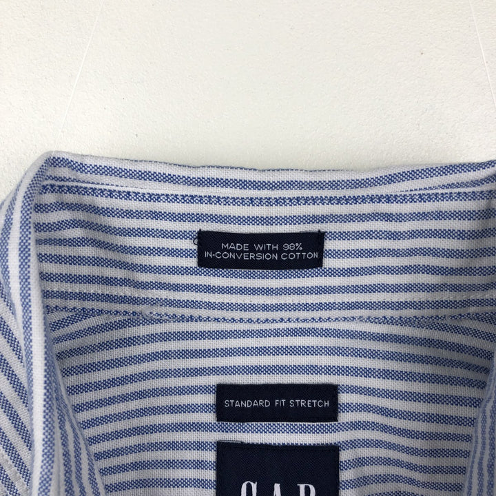 GAP Standard Fit Stretch Long Sleeve Button-Down Striped Shirt, Men's Size M (Equivalent), Vintage cotton blue type Vintage Second Hand