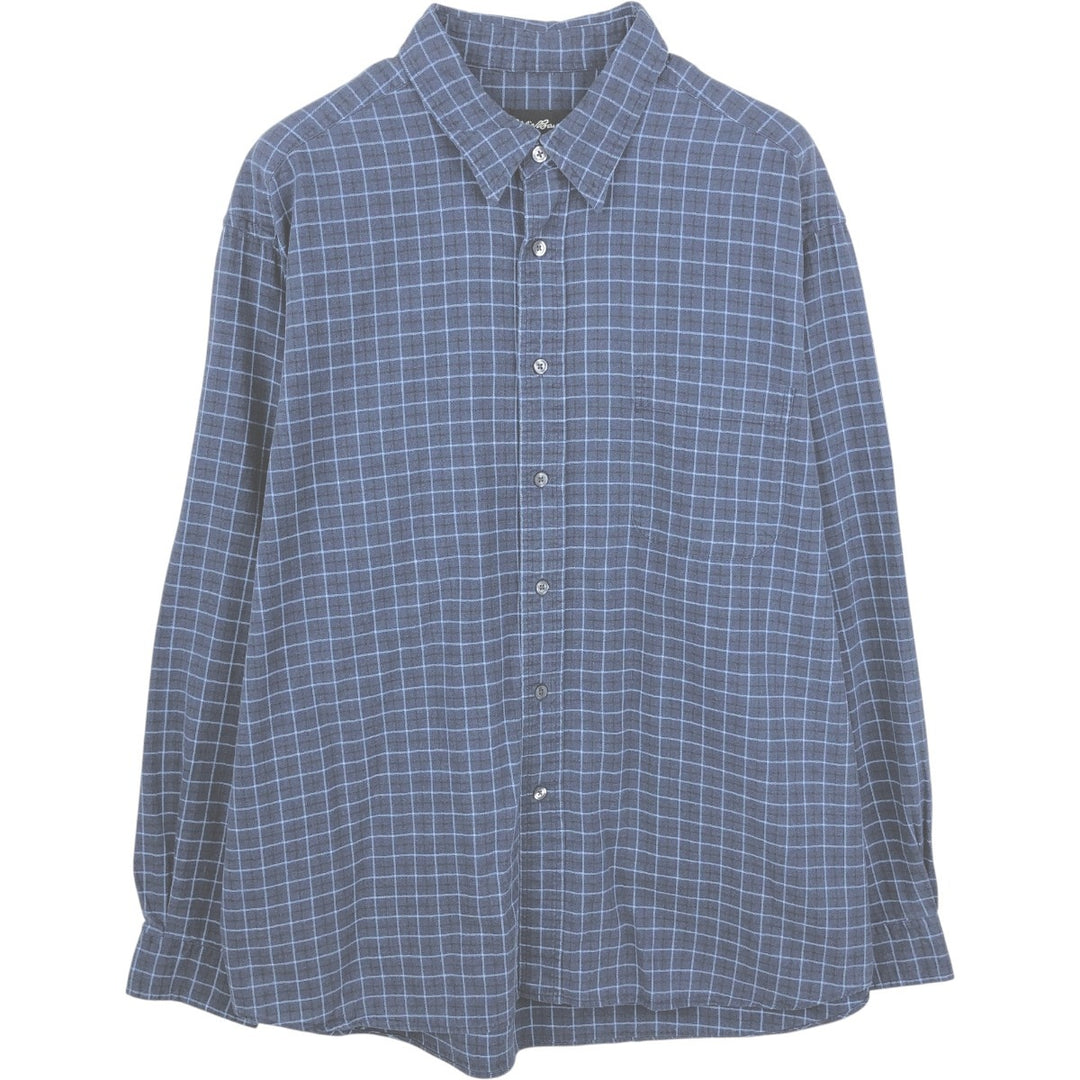 Eddie Bauer Long Sleeve Cotton Check Shirt, Men's XL cotton navy blue type Vintage Second Hand