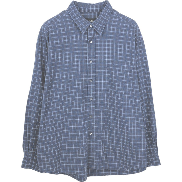 Eddie Bauer Long Sleeve Cotton Check Shirt, Men's XL cotton navy blue type Vintage Second Hand