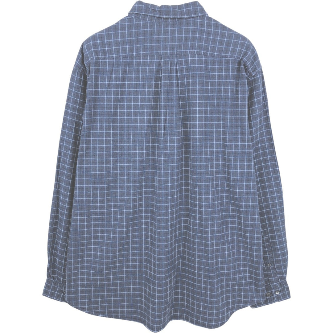 Eddie Bauer Long Sleeve Cotton Check Shirt, Men's XL cotton navy blue type Vintage Second Hand
