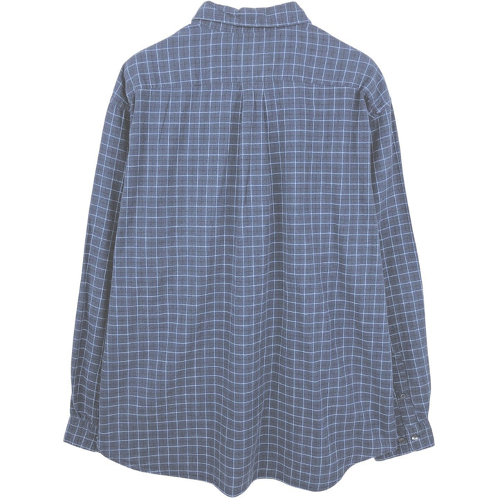 Eddie Bauer Long Sleeve Cotton Check Shirt, Men's XL cotton navy blue type Vintage Second Hand
