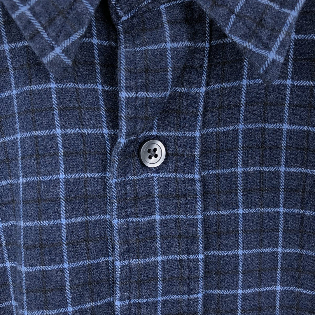 Eddie Bauer Long Sleeve Cotton Check Shirt, Men's XL cotton navy blue type Vintage Second Hand