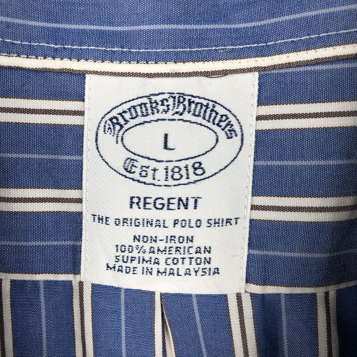 Brooks Brothers Est.1818 REGENT Multi-Stripe Long-Sleeve Button-Down Stripe Shirt, Men's Size L (approx.) Supima Cotton blue type Vintage Second Hand