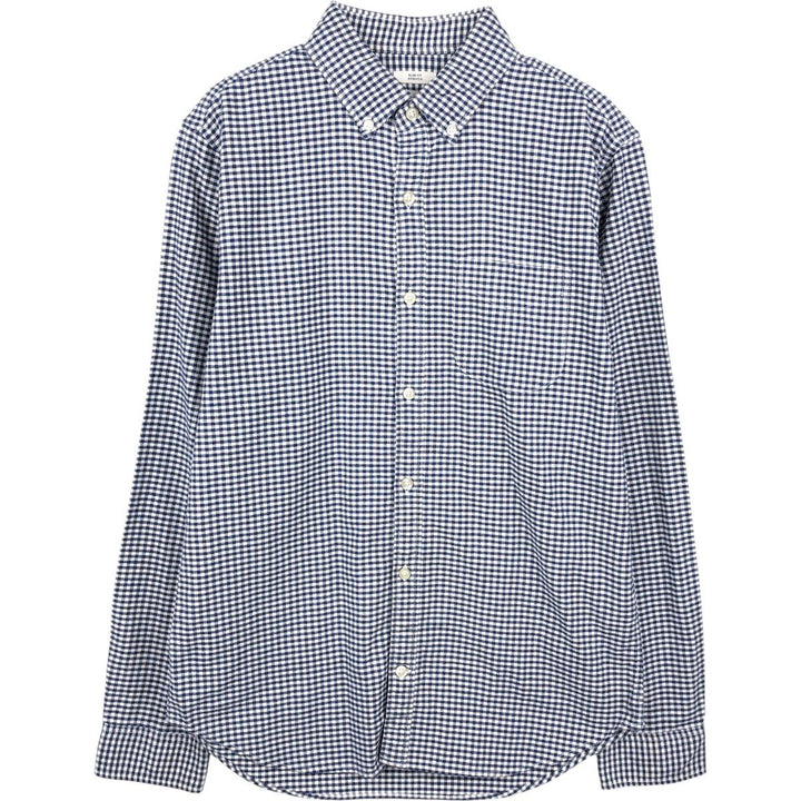 GAP Slim Fit Stretch Gingham Check Long Sleeve Button-Down Check Shirt (Men's Size M) cotton navy blue type Vintage Second Hand