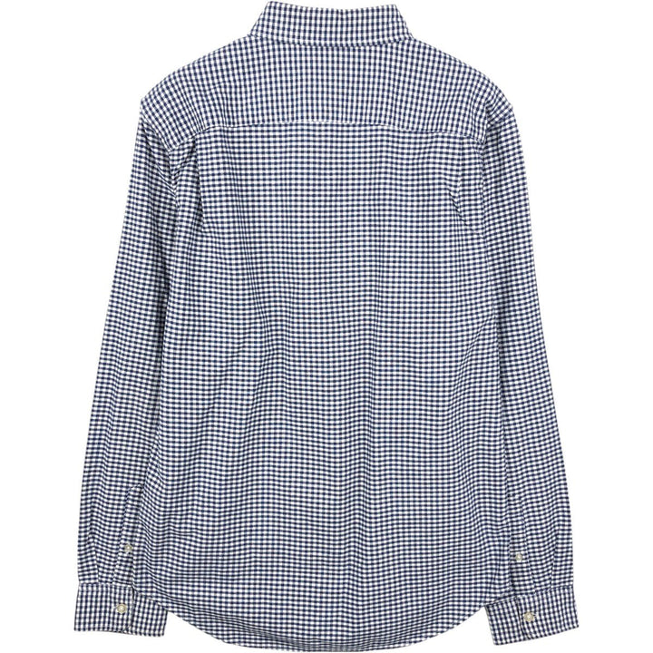 GAP Slim Fit Stretch Gingham Check Long Sleeve Button-Down Check Shirt (Men's Size M) cotton navy blue type Vintage Second Hand