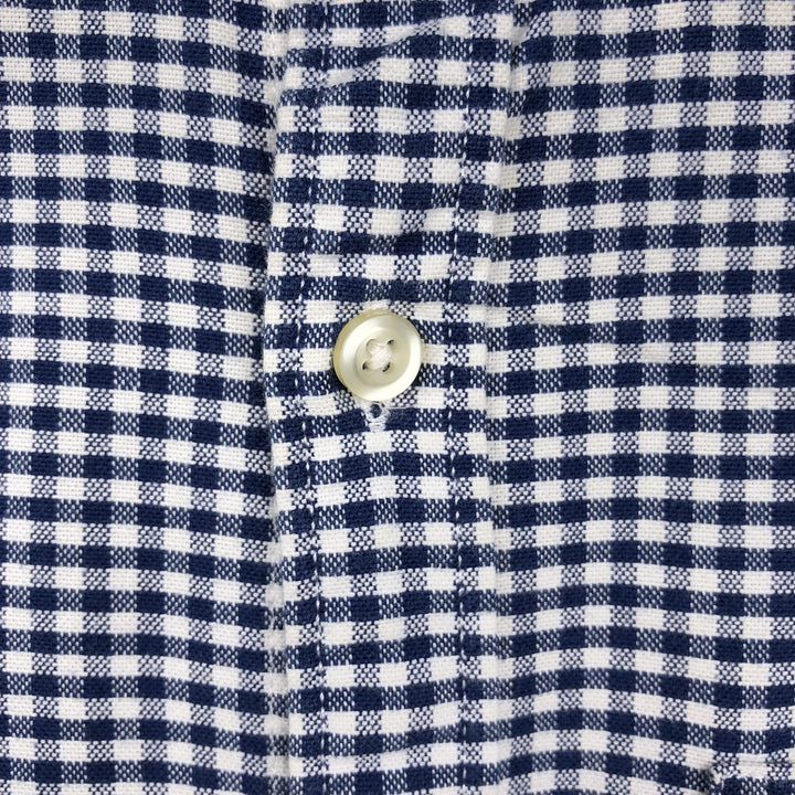 GAP Slim Fit Stretch Gingham Check Long Sleeve Button-Down Check Shirt (Men's Size M) cotton navy blue type Vintage Second Hand