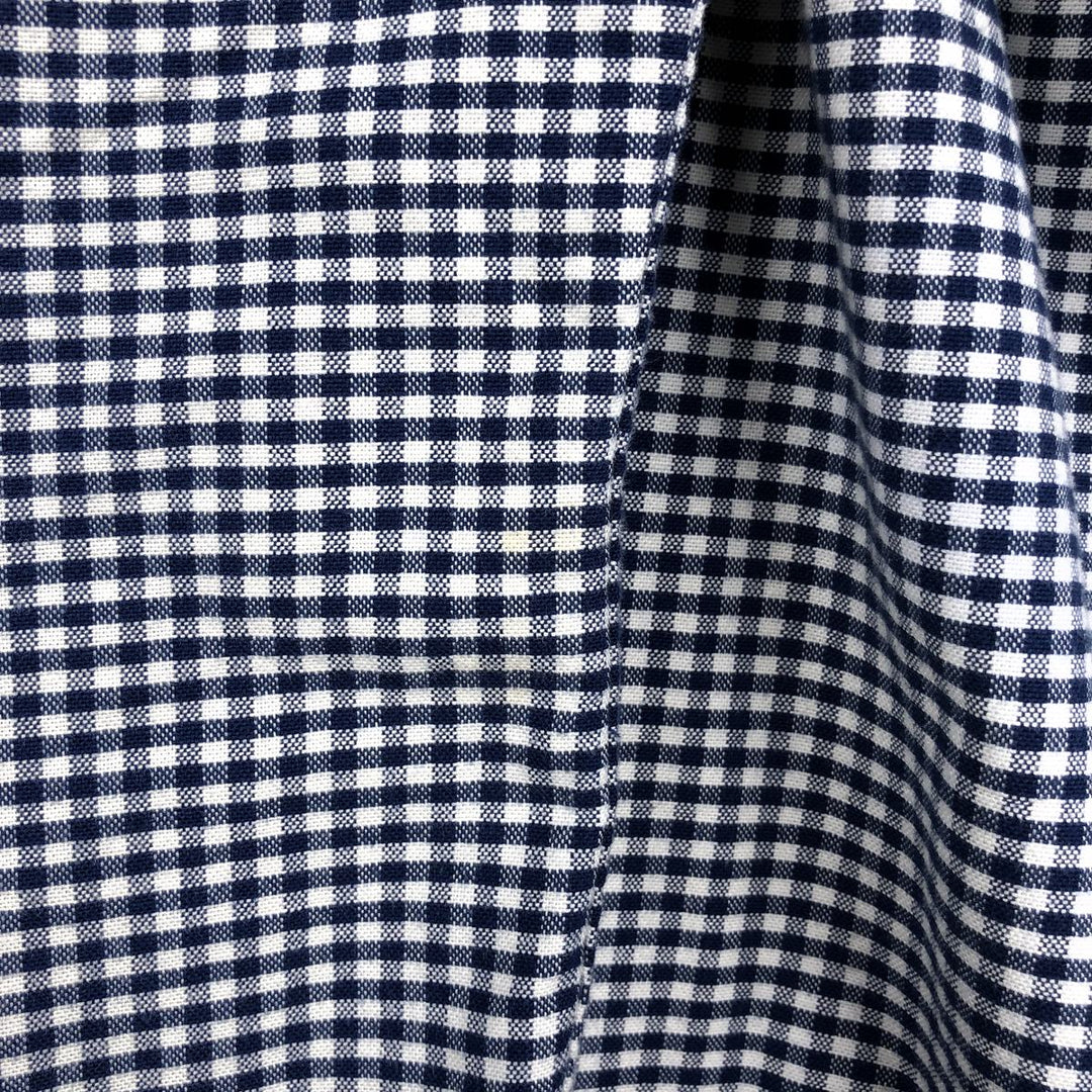 GAP Slim Fit Stretch Gingham Check Long Sleeve Button-Down Check Shirt (Men's Size M) cotton navy blue type Vintage Second Hand