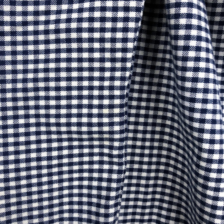 GAP Slim Fit Stretch Gingham Check Long Sleeve Button-Down Check Shirt (Men's Size M) cotton navy blue type Vintage Second Hand