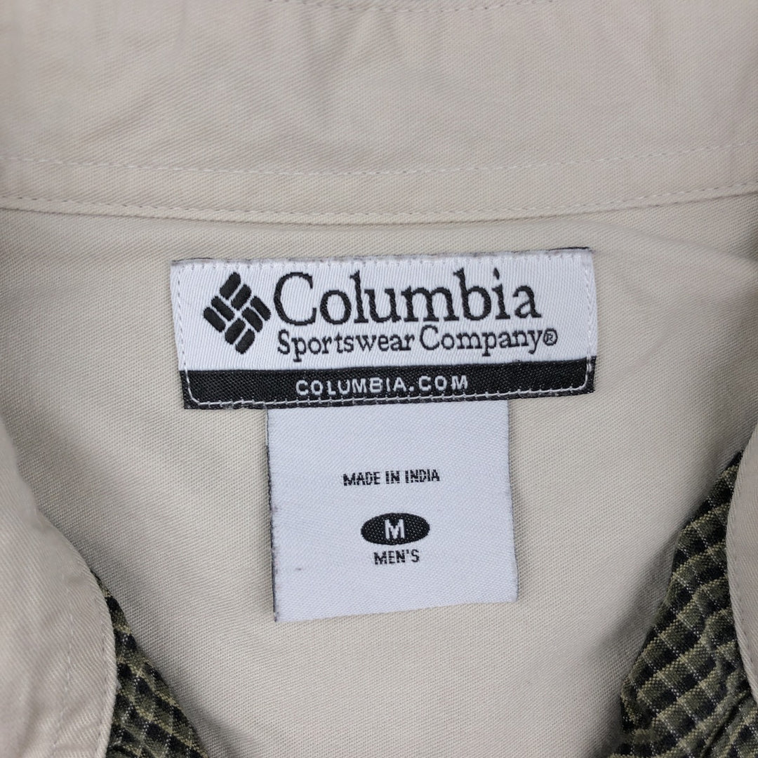 2000'S Columbia long-sleeved button-down check shirt, men's size M cotton green type Vintage Second Hand