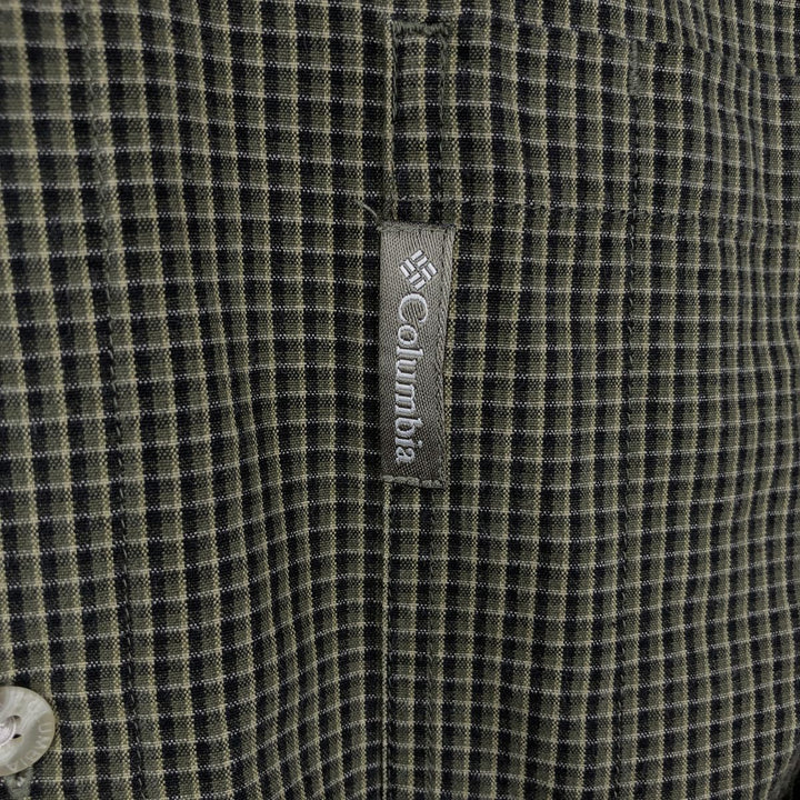 2000'S Columbia long-sleeved button-down check shirt, men's size M cotton green type Vintage Second Hand