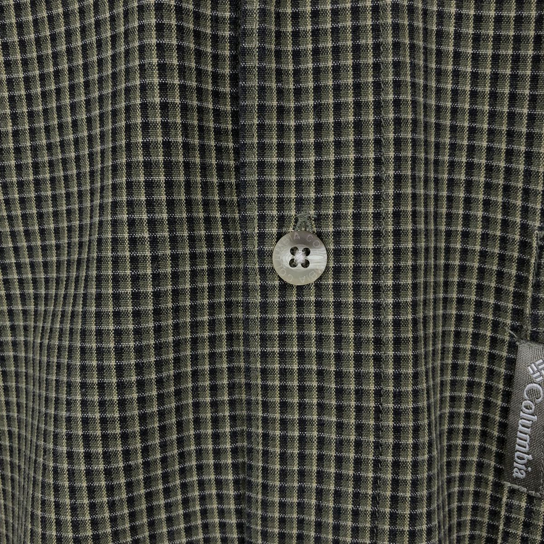 2000'S Columbia long-sleeved button-down check shirt, men's size M cotton green type Vintage Second Hand