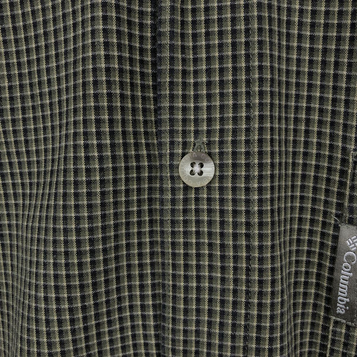 2000'S Columbia long-sleeved button-down check shirt, men's size M cotton green type Vintage Second Hand
