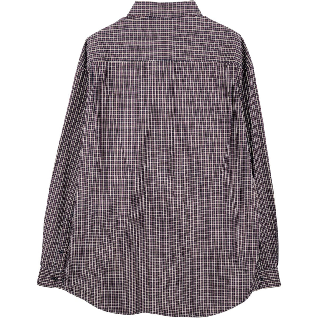 Dockers STAIN DEFENDER Long-Sleeve Button-Down Check Shirt, Men's Size L (approx.) cotton navy blue type Vintage Second Hand
